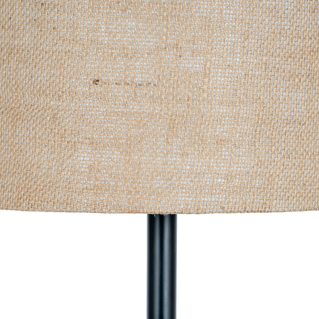 Forge Black Cannon Table Lamp With Hessian Shade – view 4