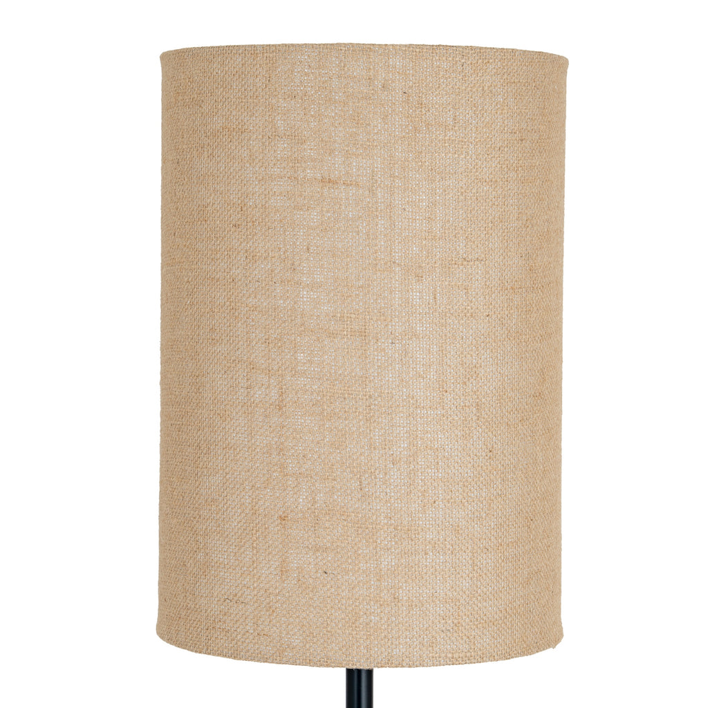 Forge Black Cannon Floor Lamp With Hessian Shade – view 3