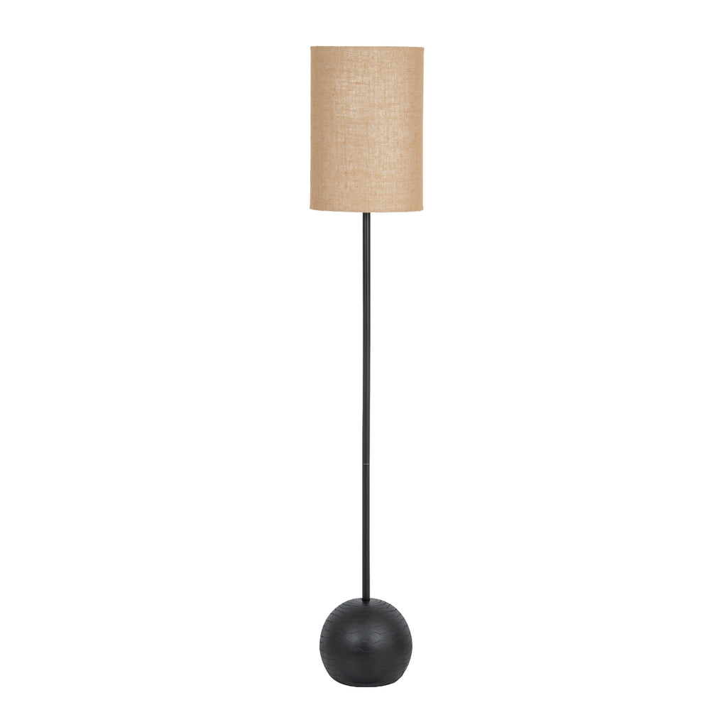 Forge Black Cannon Floor Lamp With Hessian Shade – product view