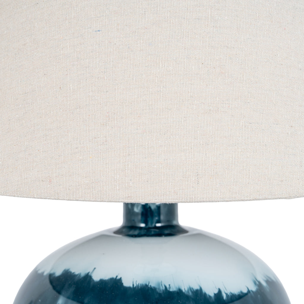 Ocean Blue Squat Glass Table Lamp – view 3