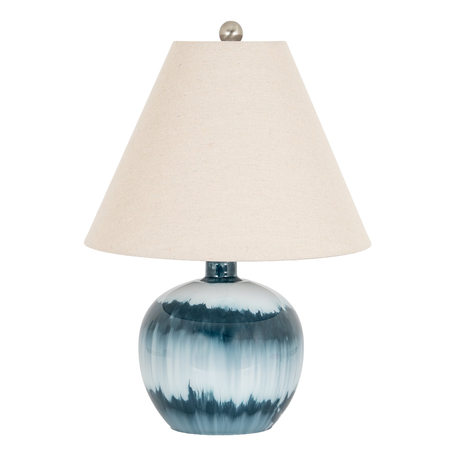 Ocean Blue Squat Glass Table Lamp