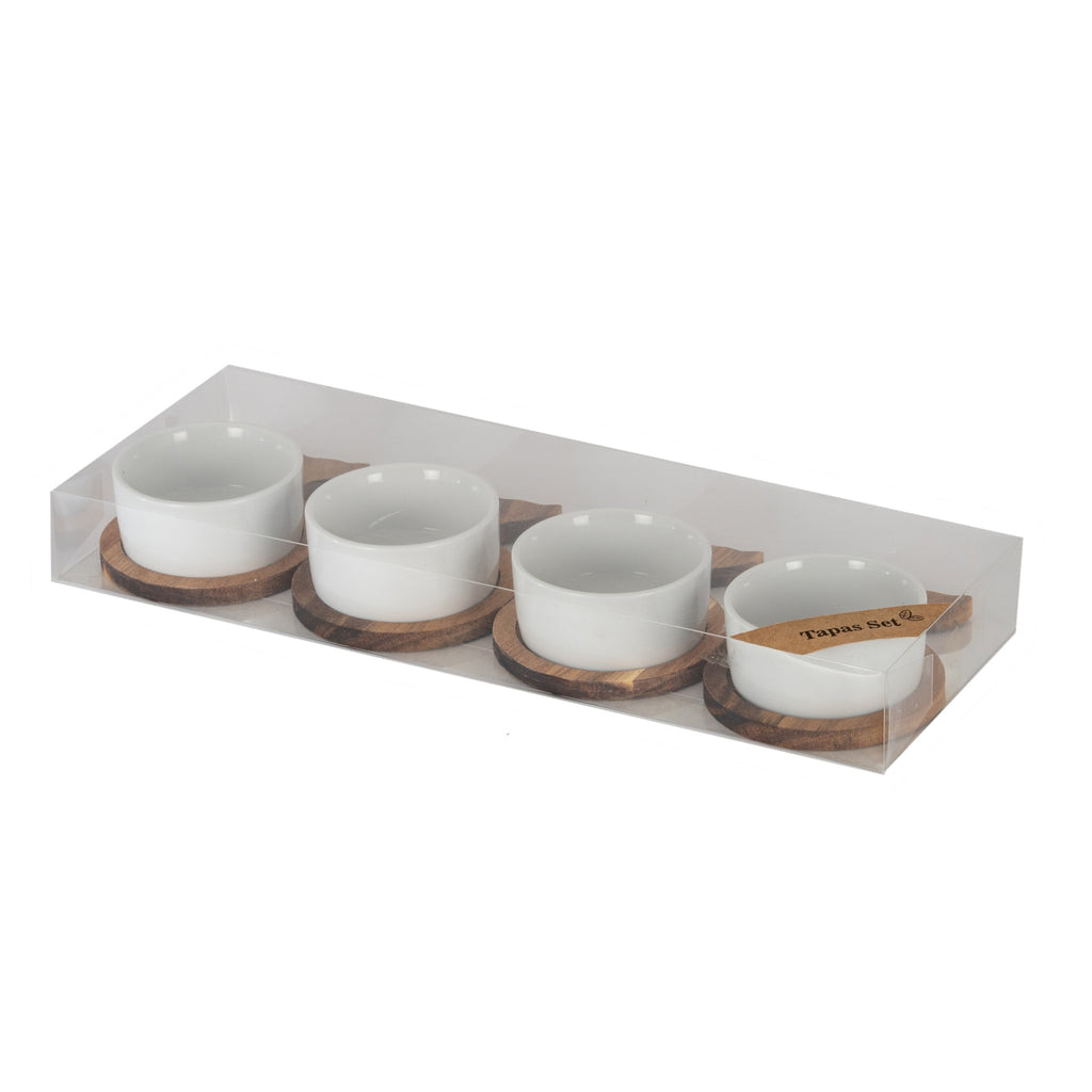 Four Acacia Fishtail Serving Boards & Bowls – view 2