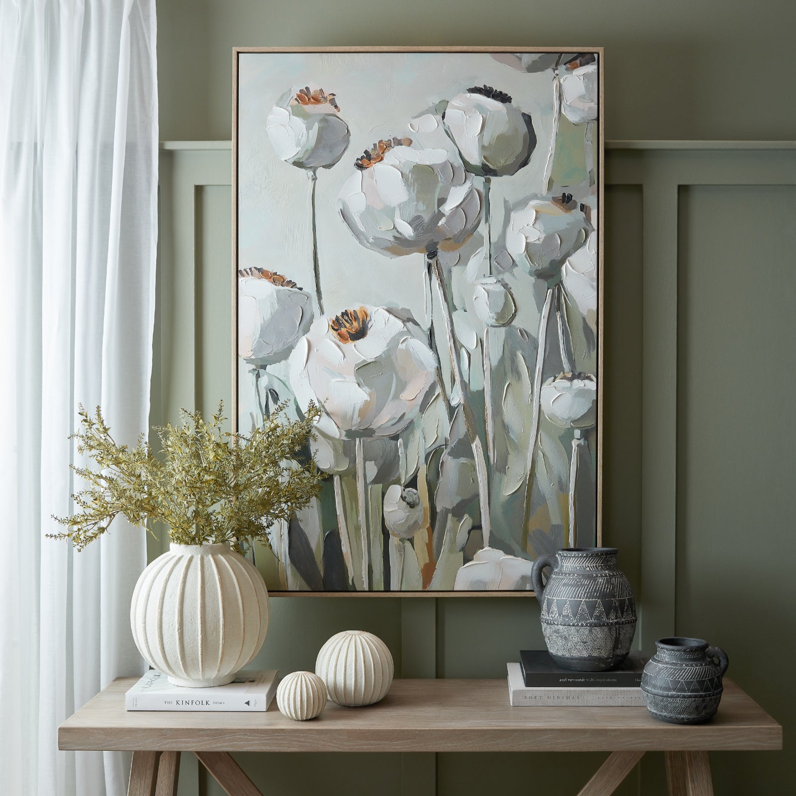 Poppy Heads Hand Painted Canvas in Frame – product view
