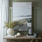 Distant Hills Framed Hand-Painted Landscape