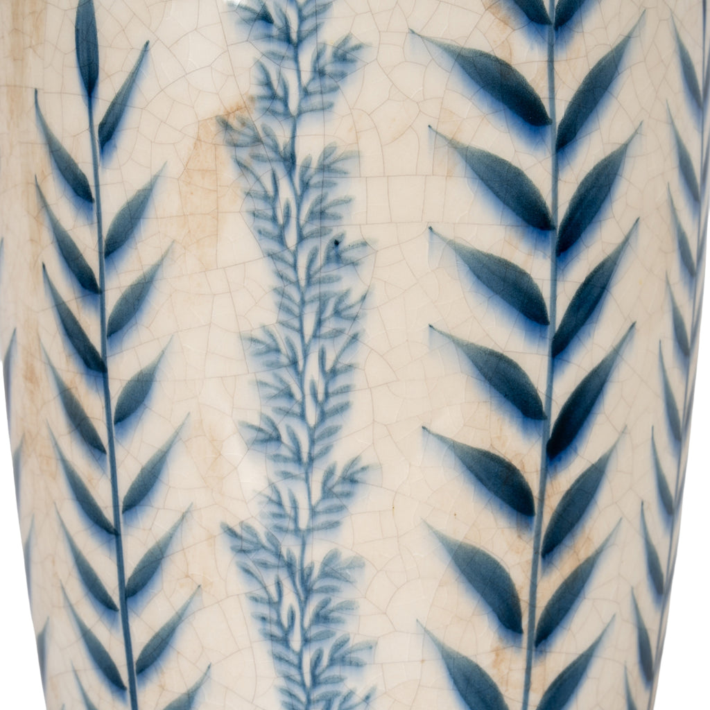 Indigo Inkleaf Large Ceramic Tall Vase