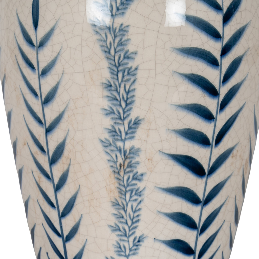 Indigo Inkleaf Ceramic Vase