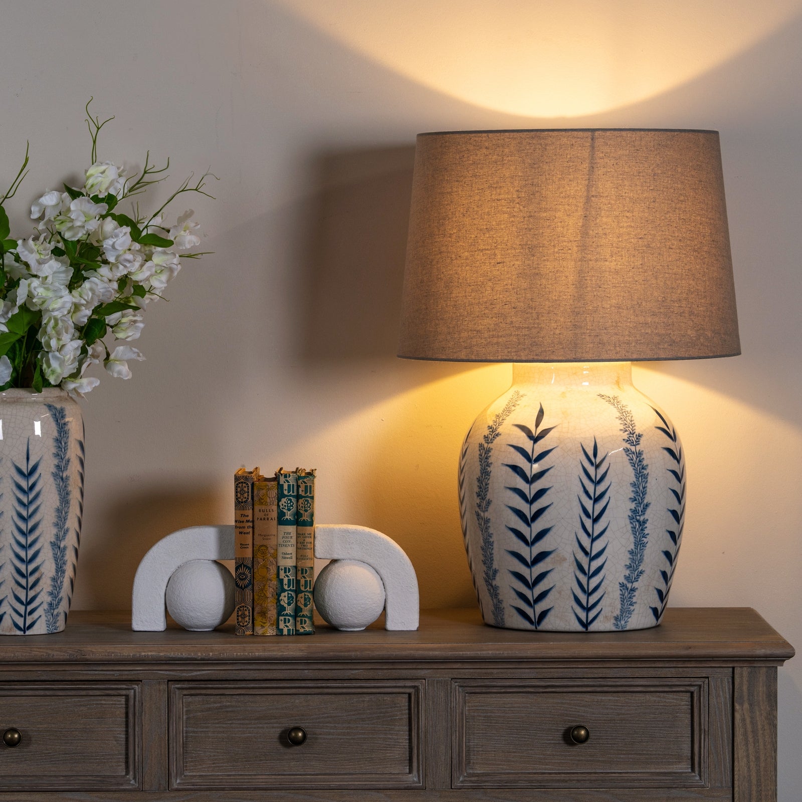 Indigo Inkleaf Ceramic Pot Lamp