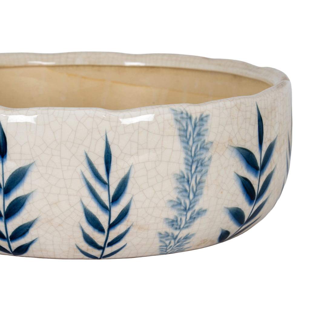 Indigo Inkleaf Large Ceramic Bowl Pot