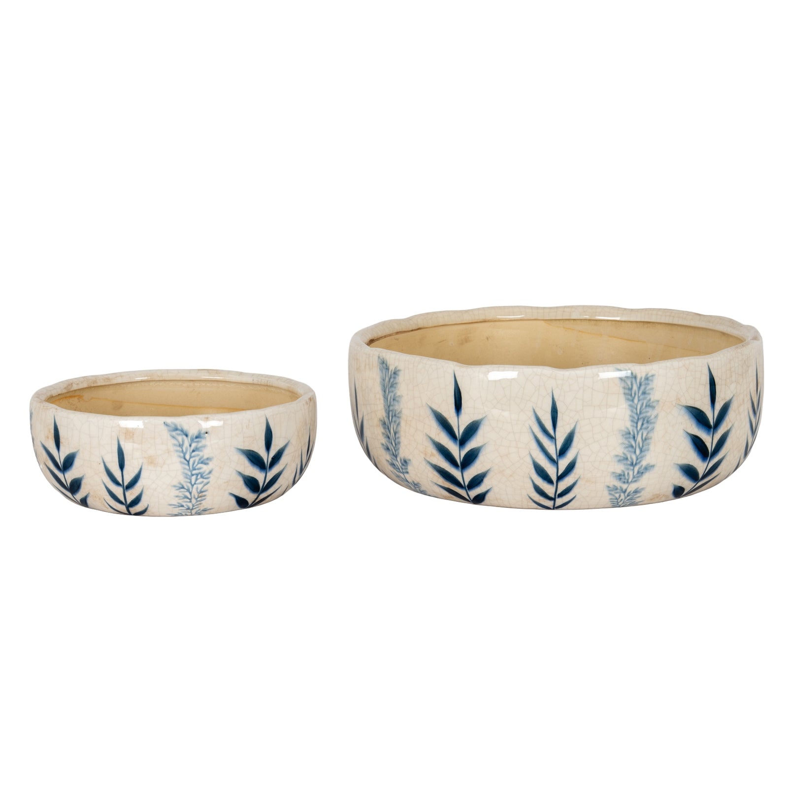Indigo Inkleaf Large Ceramic Bowl Pot