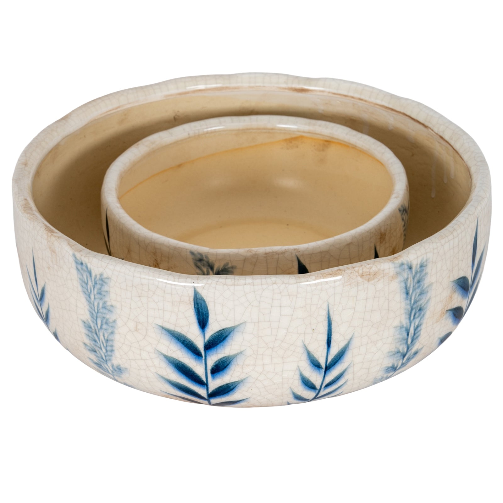 Indigo Inkleaf Large Ceramic Bowl Pot