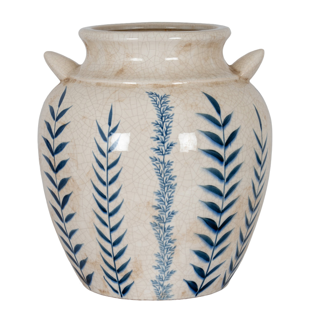 Indigo Inkleaf Ceramic Amphora Vase