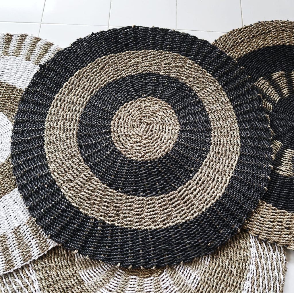 Seagrass Seagrass Round Seagrass Black Tan 1m