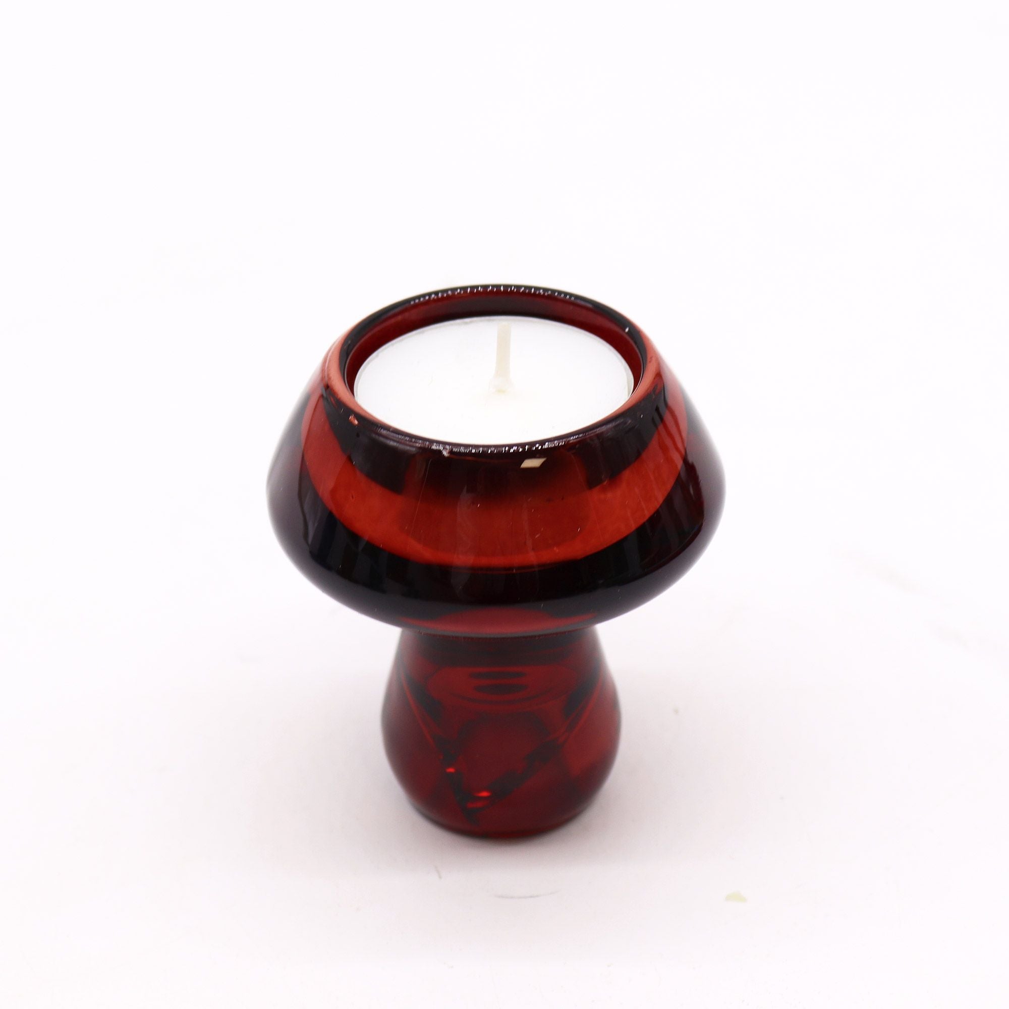 Tealight pressed glass Mushroom Flip Dinner Candle / Tealight Holder - Vampire Red