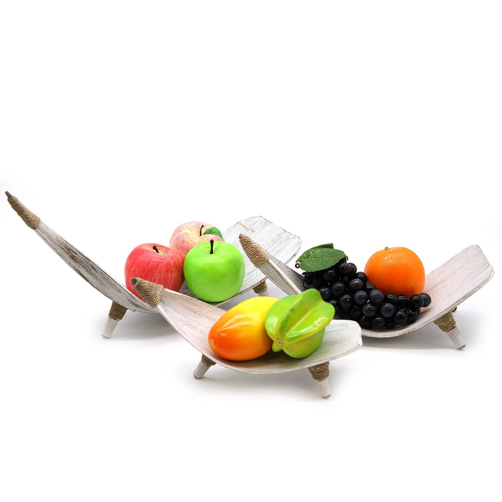 Coconut Coconut Leaf Coconut Leaf Fruit Bowl Set - Whitewash