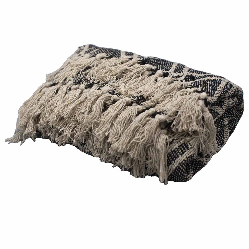 Throw Cotton Boho Comfort Throws - Black & Biege Regency