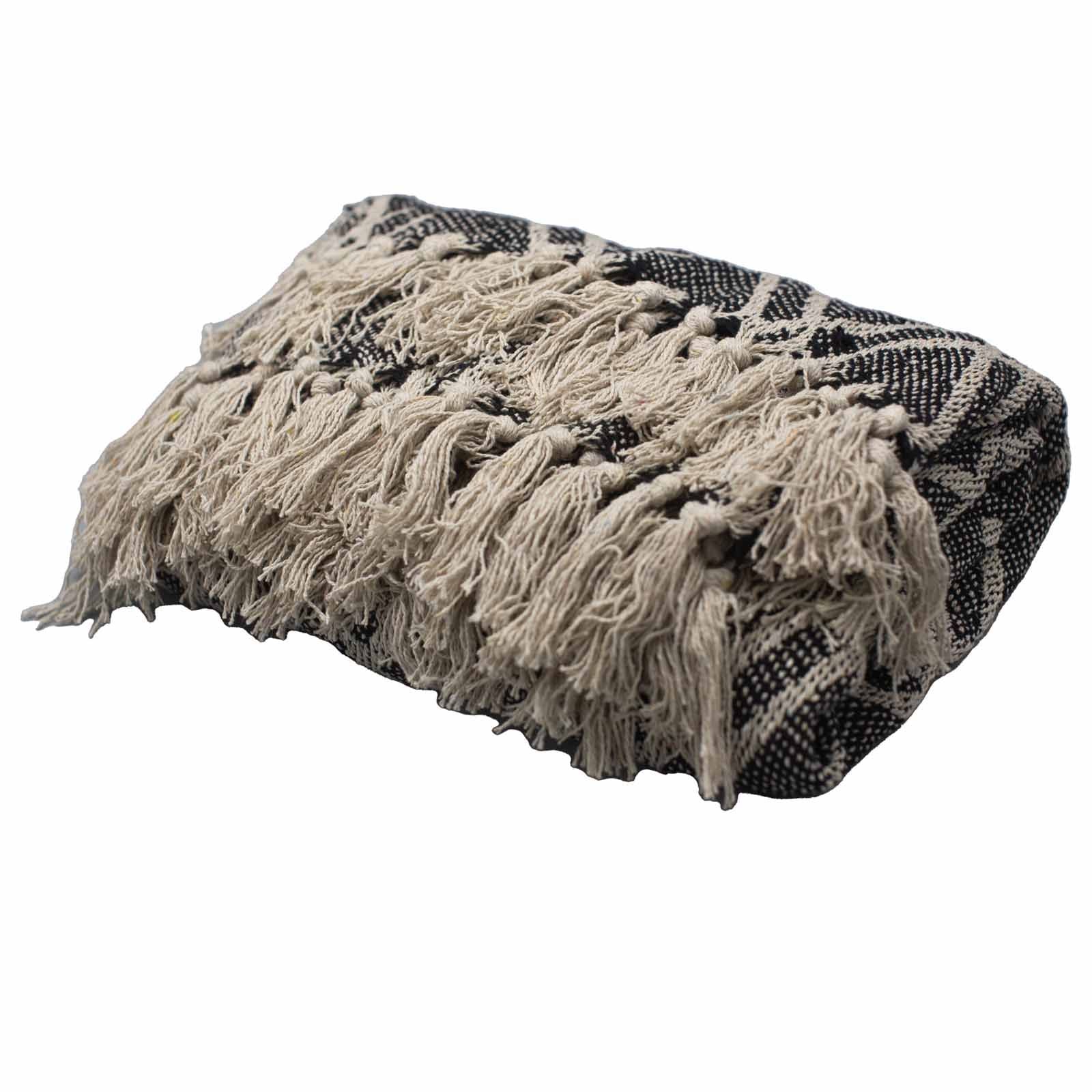 Throw Cotton Boho Comfort Throws - Black & Biege Regency