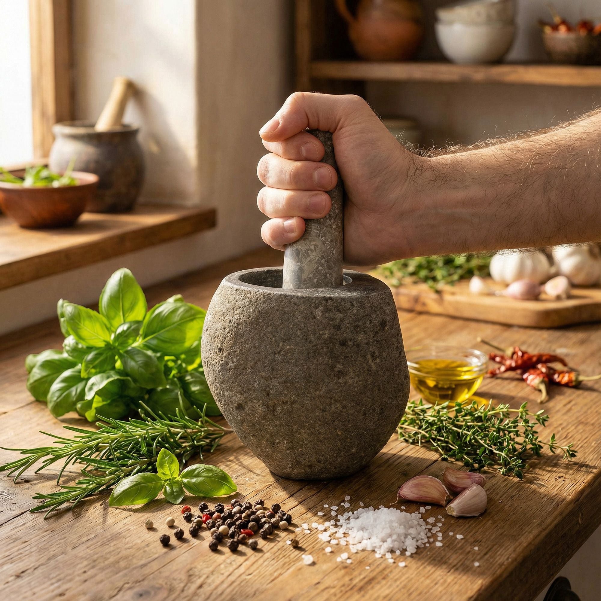 Pestle Medium Natural Riverstone Decorative-Pestle-and-Mortar