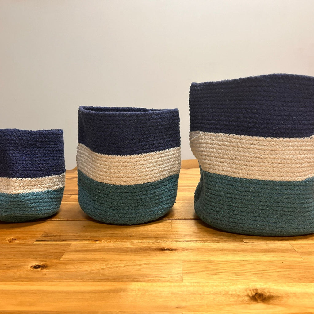 Cotton Set of 3 Evil Eye Jute Rope Baskets Set of Three