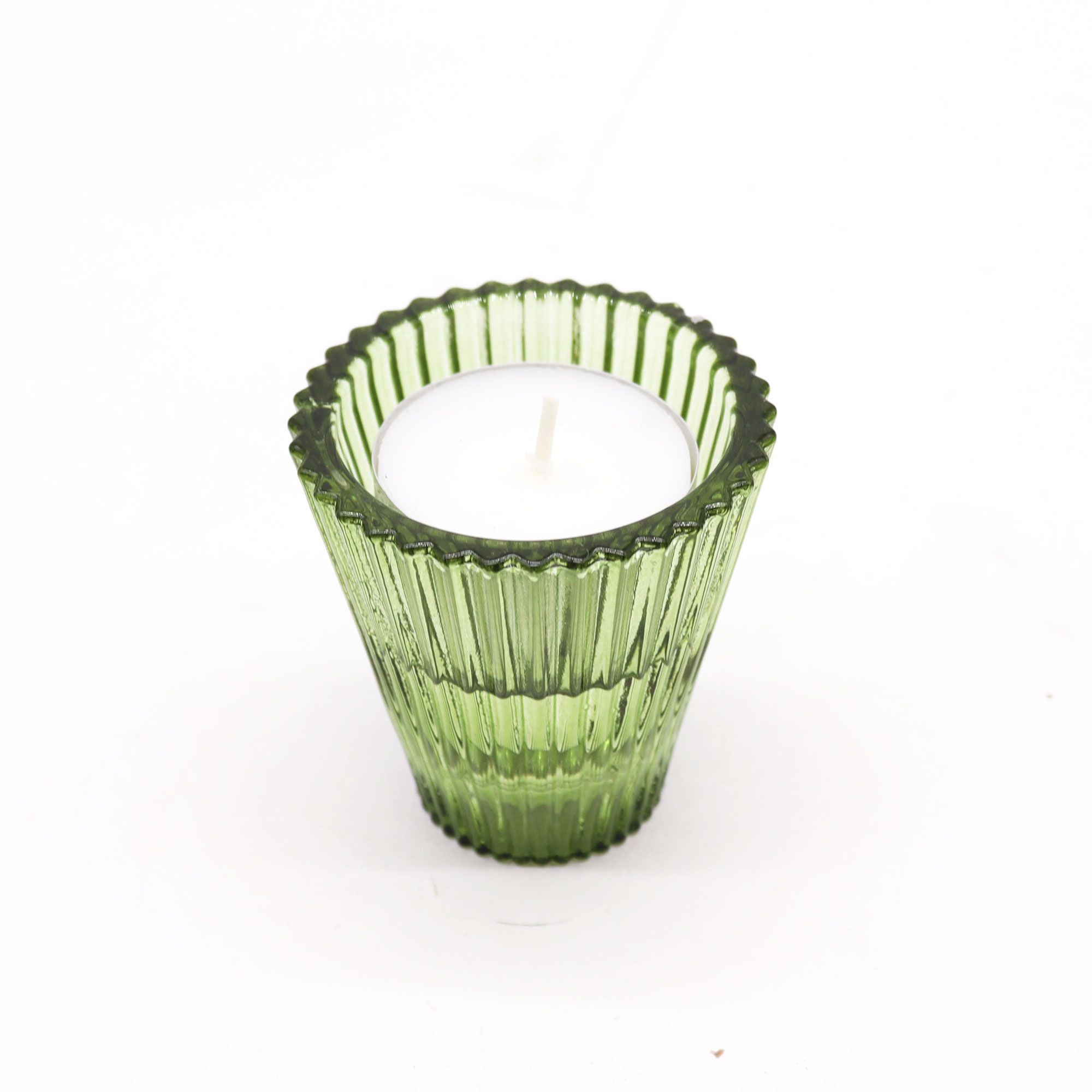 Tealight pressed glass Flip Dinner Candle / Tealight Holder - Garden Jade