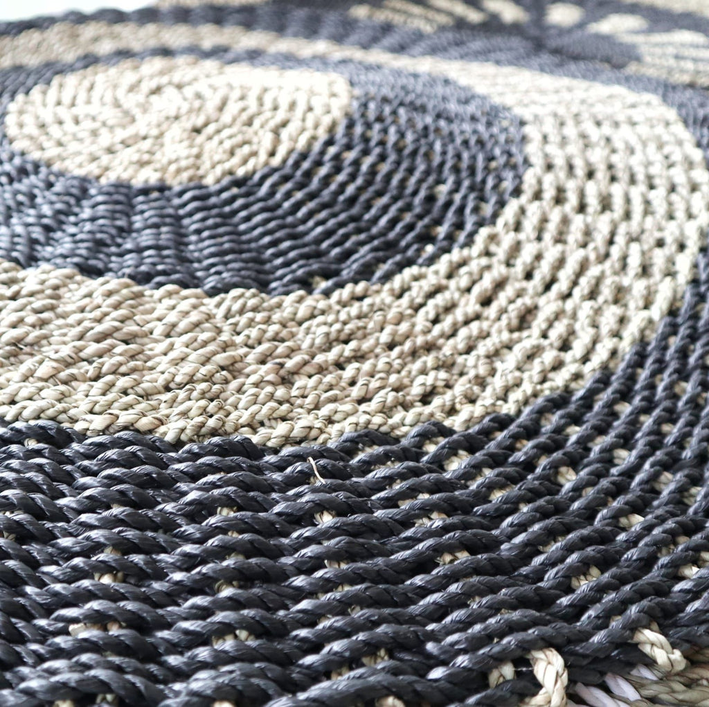 Seagrass Seagrass Round Seagrass Black Tan 1m