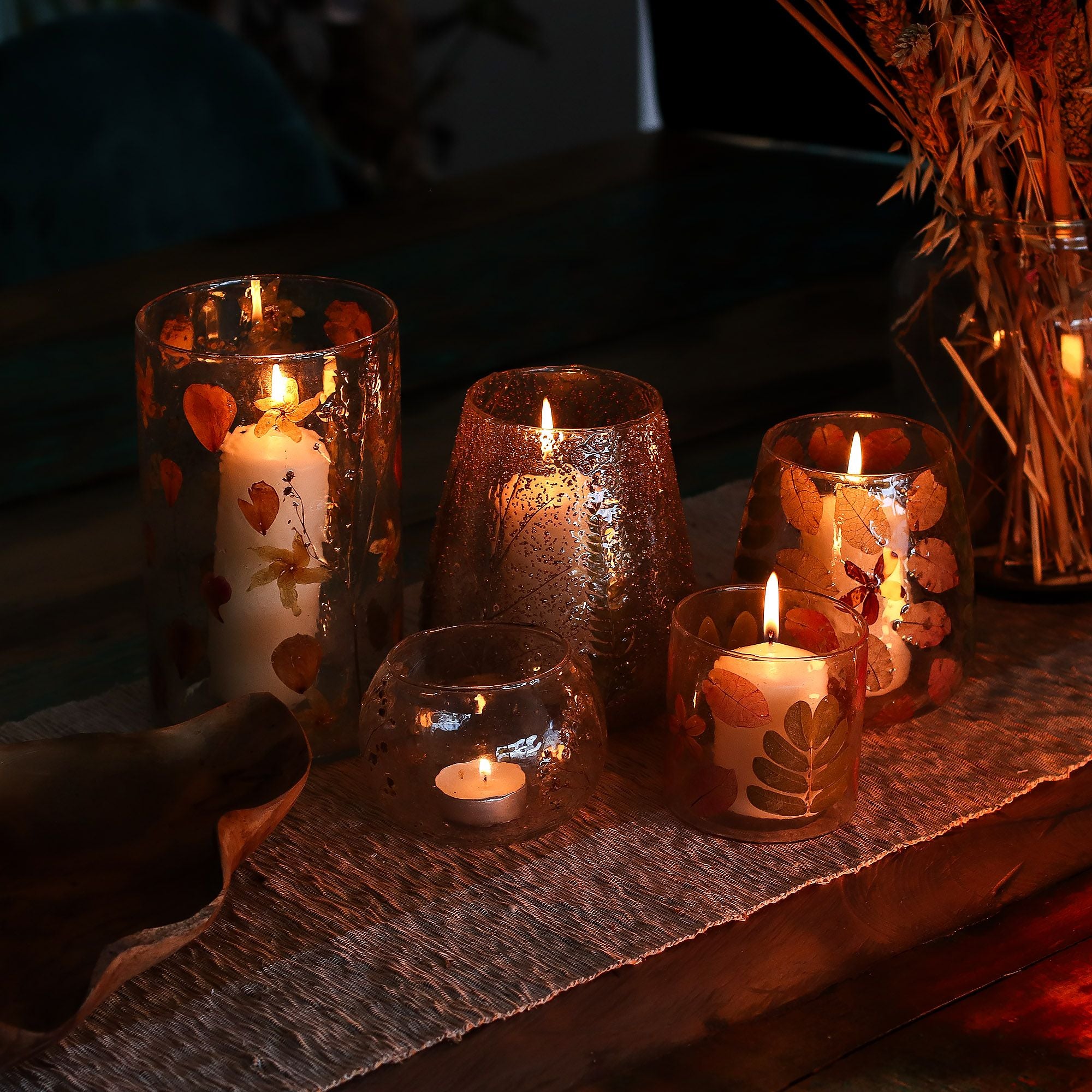 Large Recycled Glass Straight Candle Holder