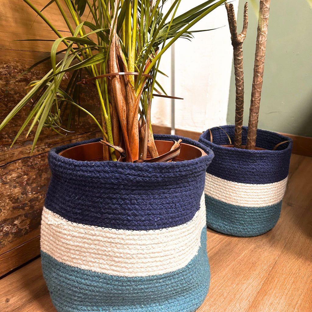 Cotton Set of 3 Evil Eye Jute Rope Baskets Set of Three
