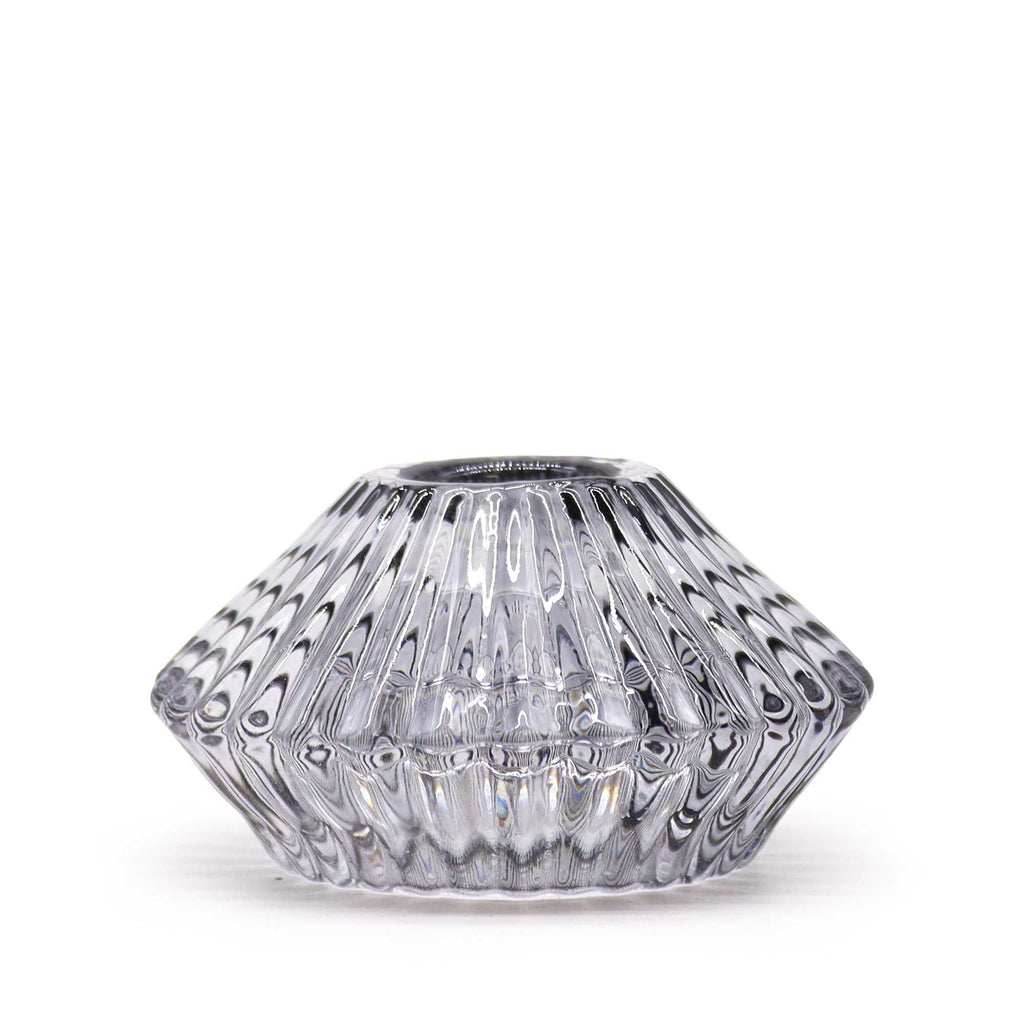 Tealight pressed glass Flower Flip Dinner Candle / Tealight Holder - Midnight Grey Product Image