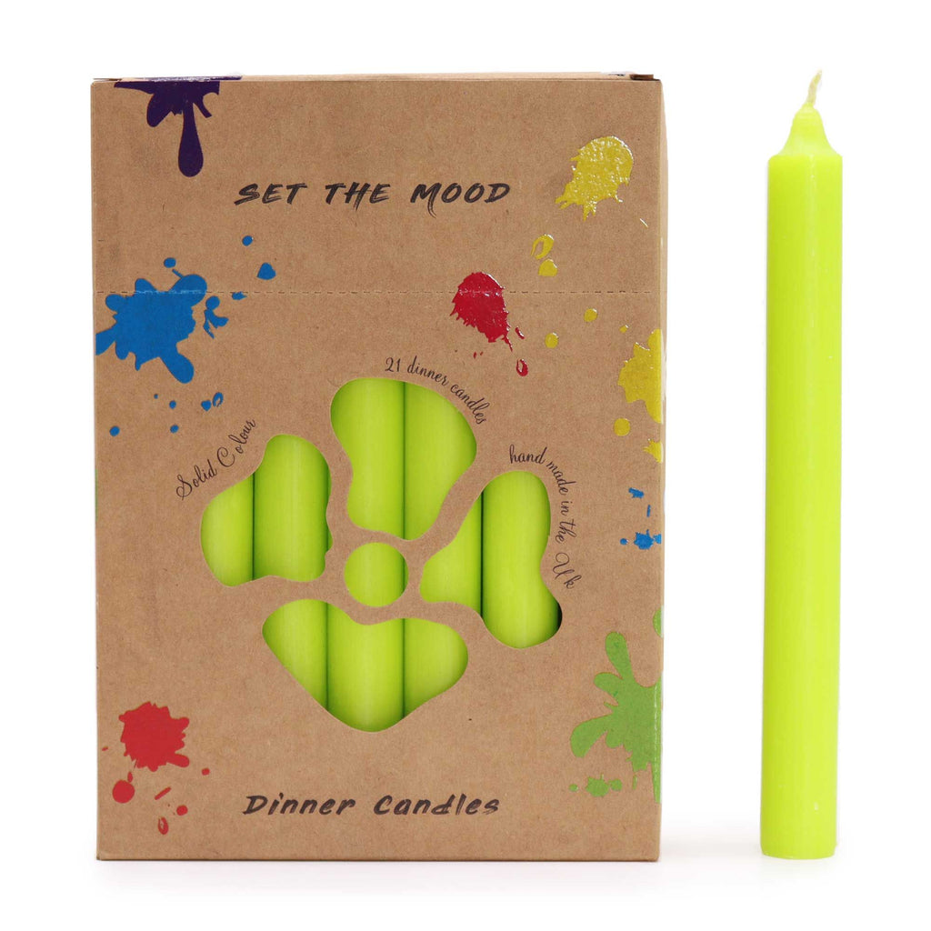 Candle paraffin wax Solid Colour Dinner Candle Set - Pack of 21 - Rustic Lime Green Pack of 21 Product Image