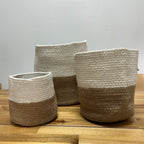 Cotton Rope Storage Baskets White Set of Three