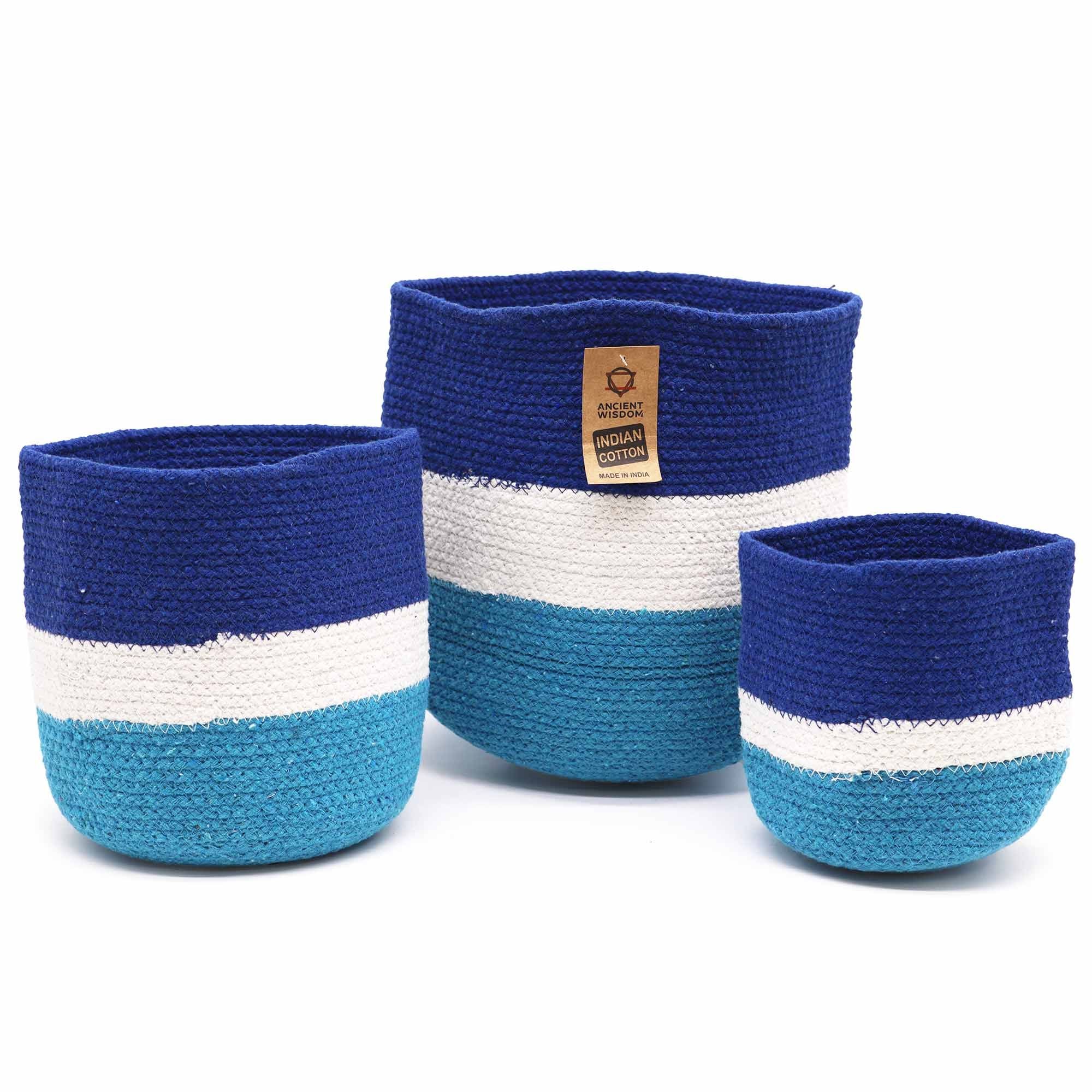 Cotton Set of 3 Evil Eye Jute Rope Baskets Set of Three Product Image