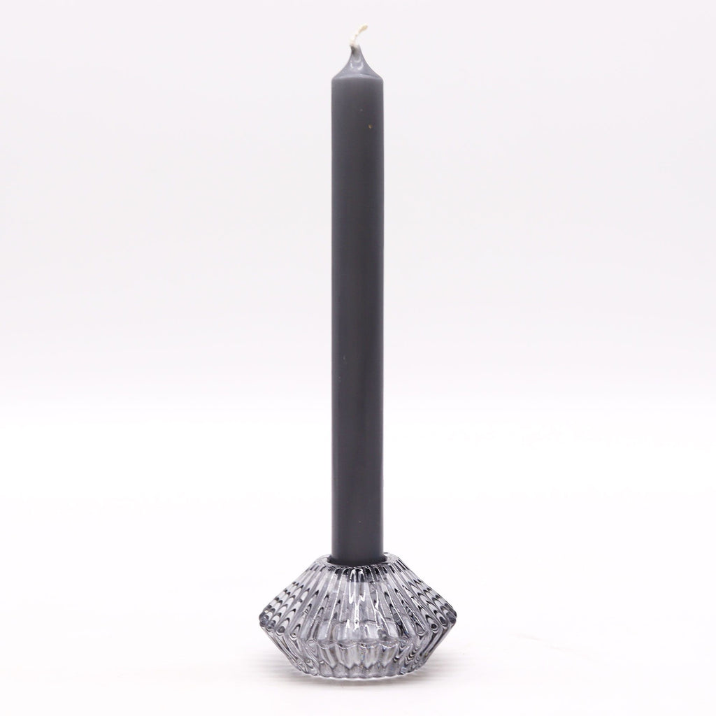 Tealight pressed glass Flower Flip Dinner Candle / Tealight Holder - Midnight Grey