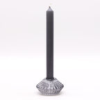 Tealight pressed glass Flower Flip Dinner Candle / Tealight Holder - Midnight Grey