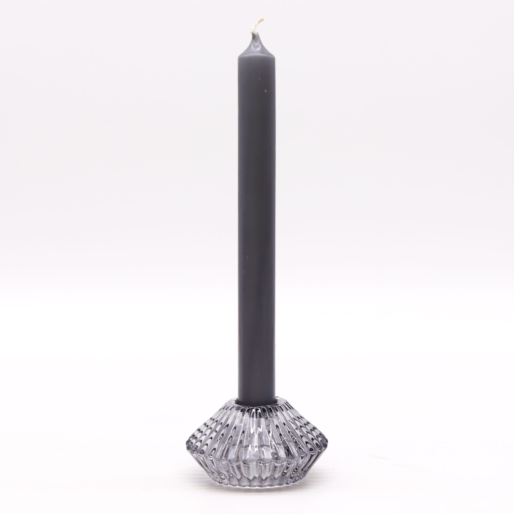 Tealight pressed glass Flower Flip Dinner Candle / Tealight Holder - Midnight Grey
