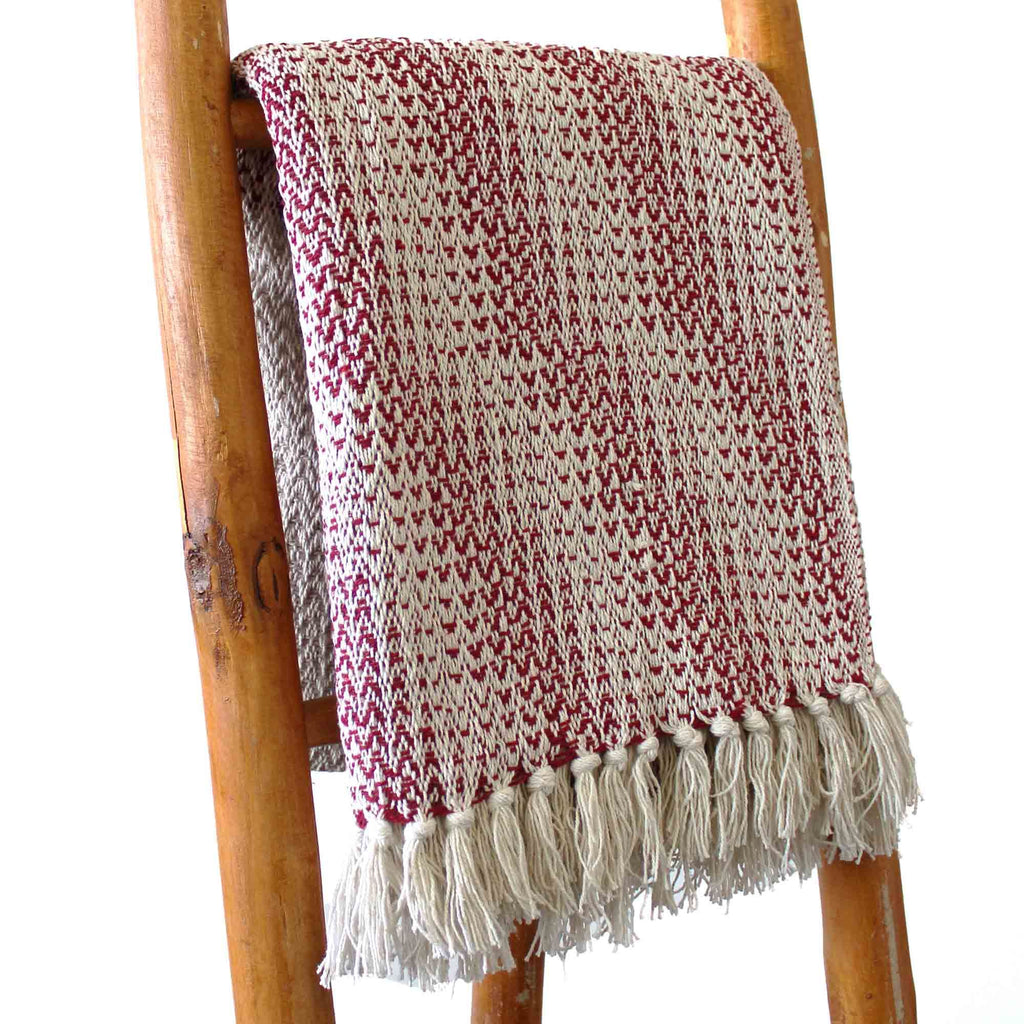 Throw Cotton Boho Comfort Throws - Ruby Two Tone Product Image