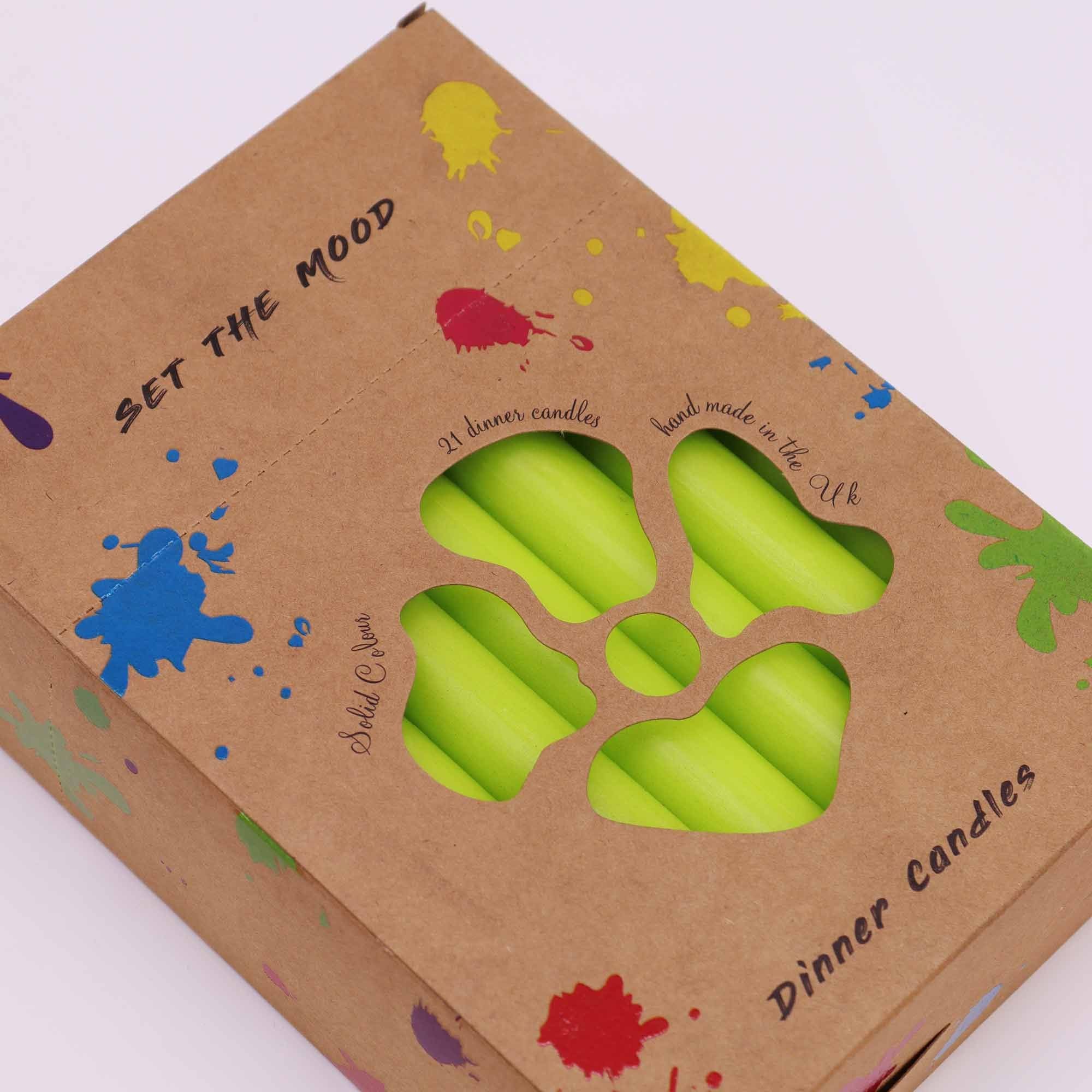 Candle paraffin wax Solid Colour Dinner Candle Set - Pack of 21 - Rustic Lime Green Pack of 21