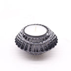 Tealight pressed glass Flower Flip Dinner Candle / Tealight Holder - Midnight Grey