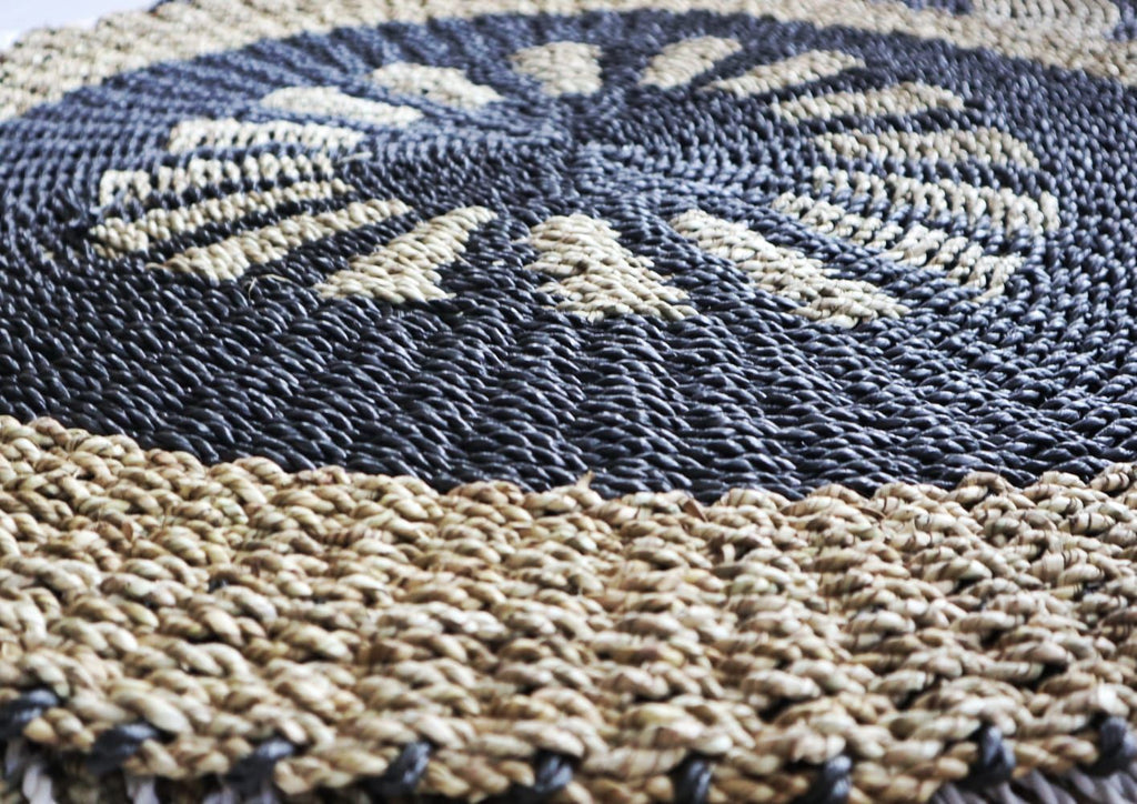 Seagrass Round Seagrass Black Tan Sun 1m