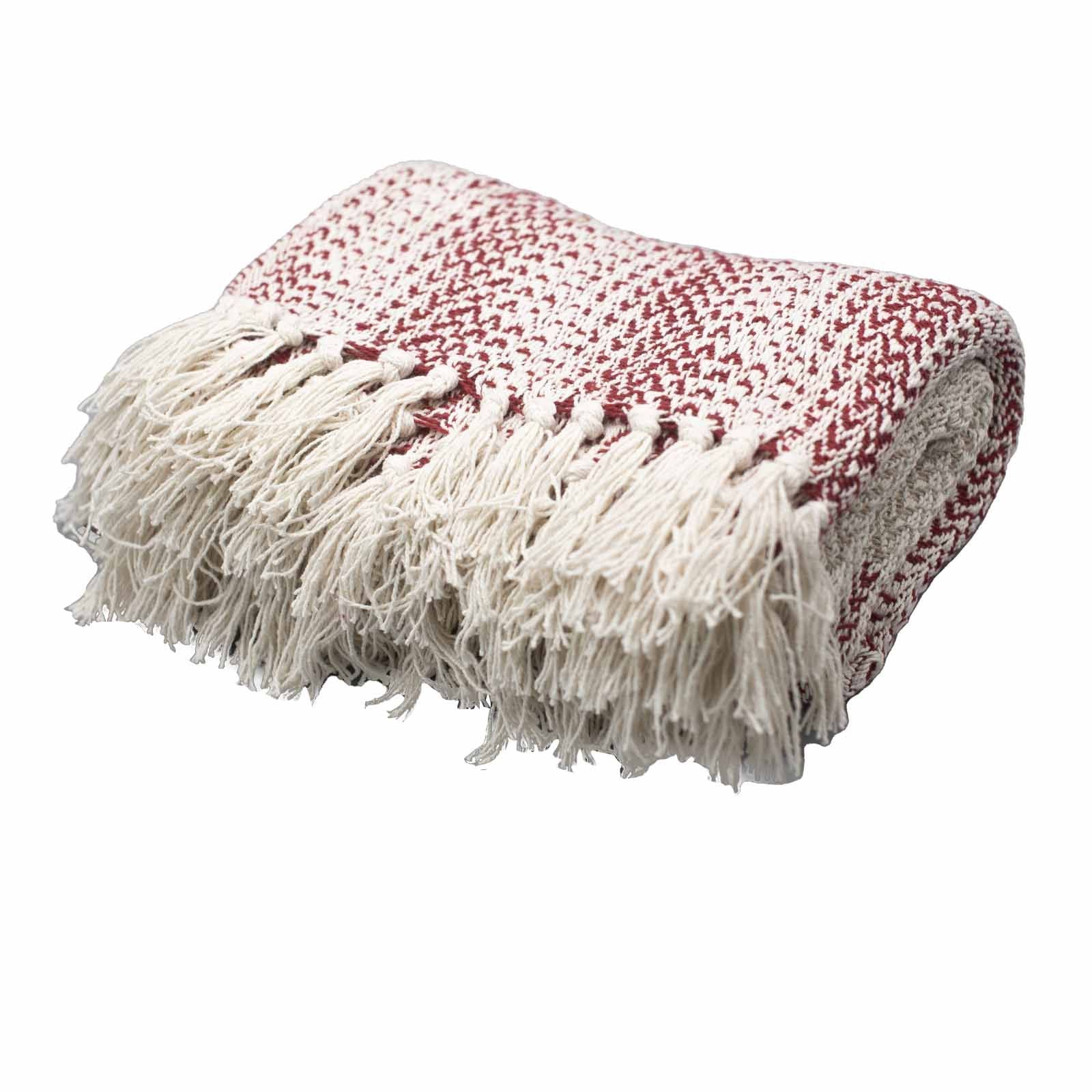 Throw Cotton Boho Comfort Throws - Ruby Two Tone