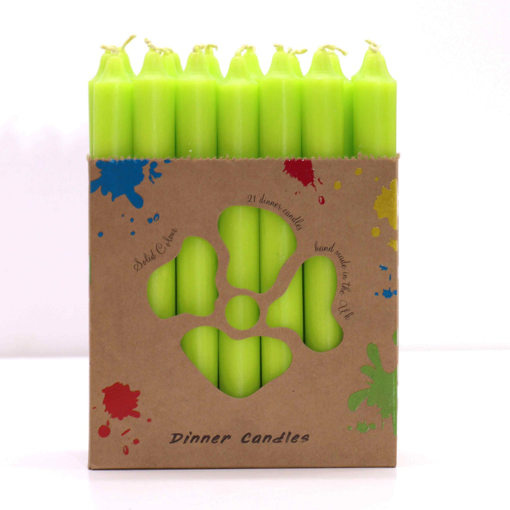 Candle paraffin wax Solid Colour Dinner Candle Set - Pack of 21 - Rustic Lime Green Pack of 21