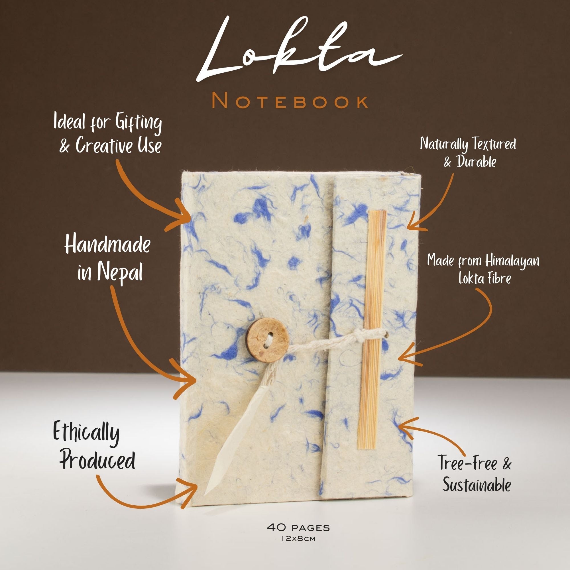 Notebook Mini Lokta paper Lokta-Mixed-Blue-Cotton-Notebook