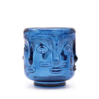 Buddha pressed glass Buddha Faces Candle Jar - Royal Blue Product Image