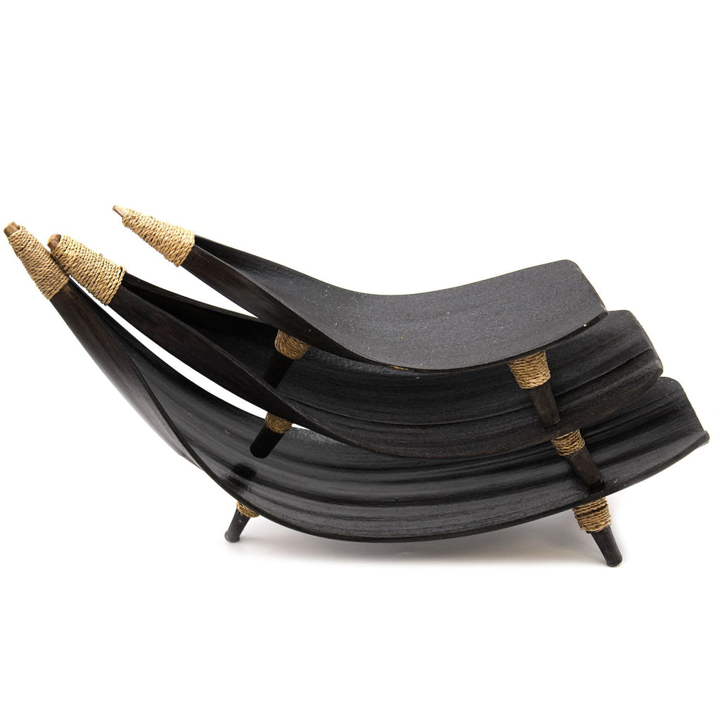Coconut Coconut Leaf Coconut Leaf Fruit Bowl Set - Black