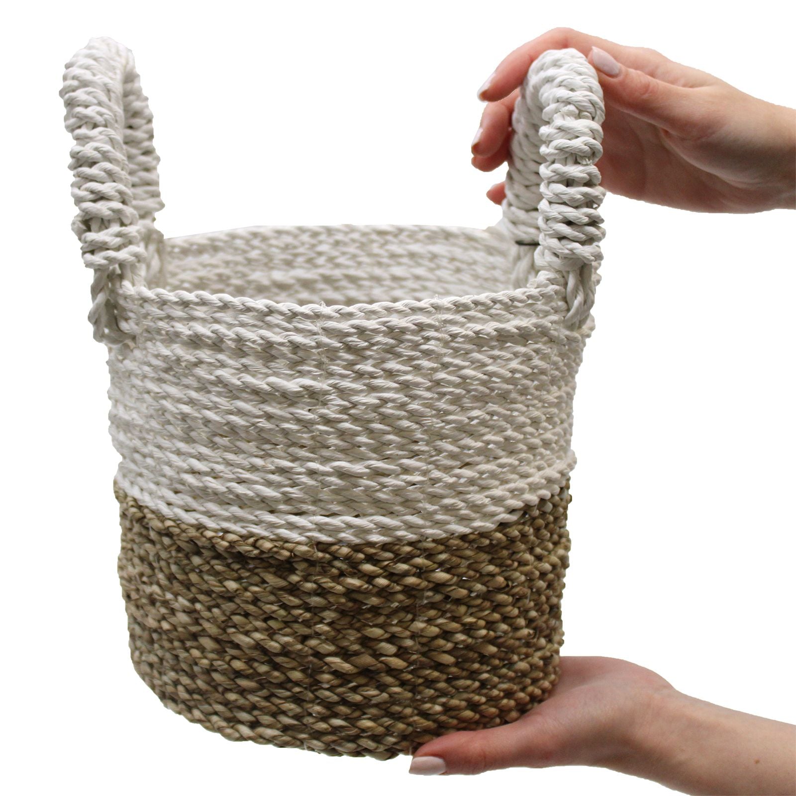 Seagrass Basket Set Grey Natural White