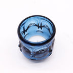 Buddha pressed glass Buddha Faces Candle Jar - Royal Blue