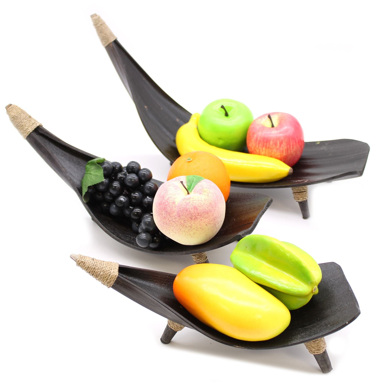 Coconut Coconut Leaf Coconut Leaf Fruit Bowl Set - Black