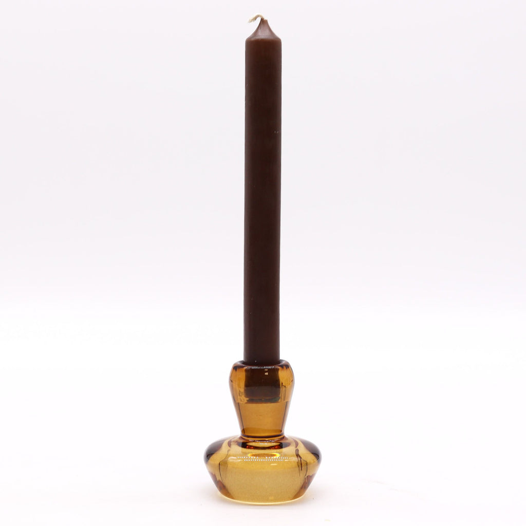 Tealight pressed glass Mushroom Flip Dinner Candle / Tealight Holder - Antique Amber