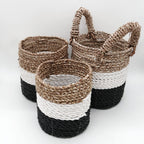 Seagrass Basket-Set-Dark-Grey-White-Natural Product Image