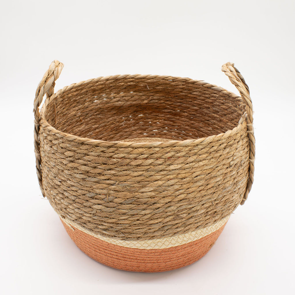 Large Seagrass Baskets Natural Orange Set of Three