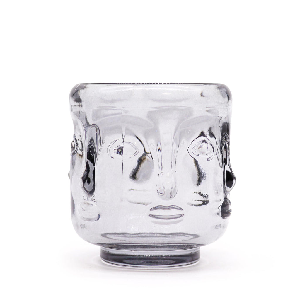 Buddha pressed glass Buddha Faces Candle Jar - Midnight Grey Product Image