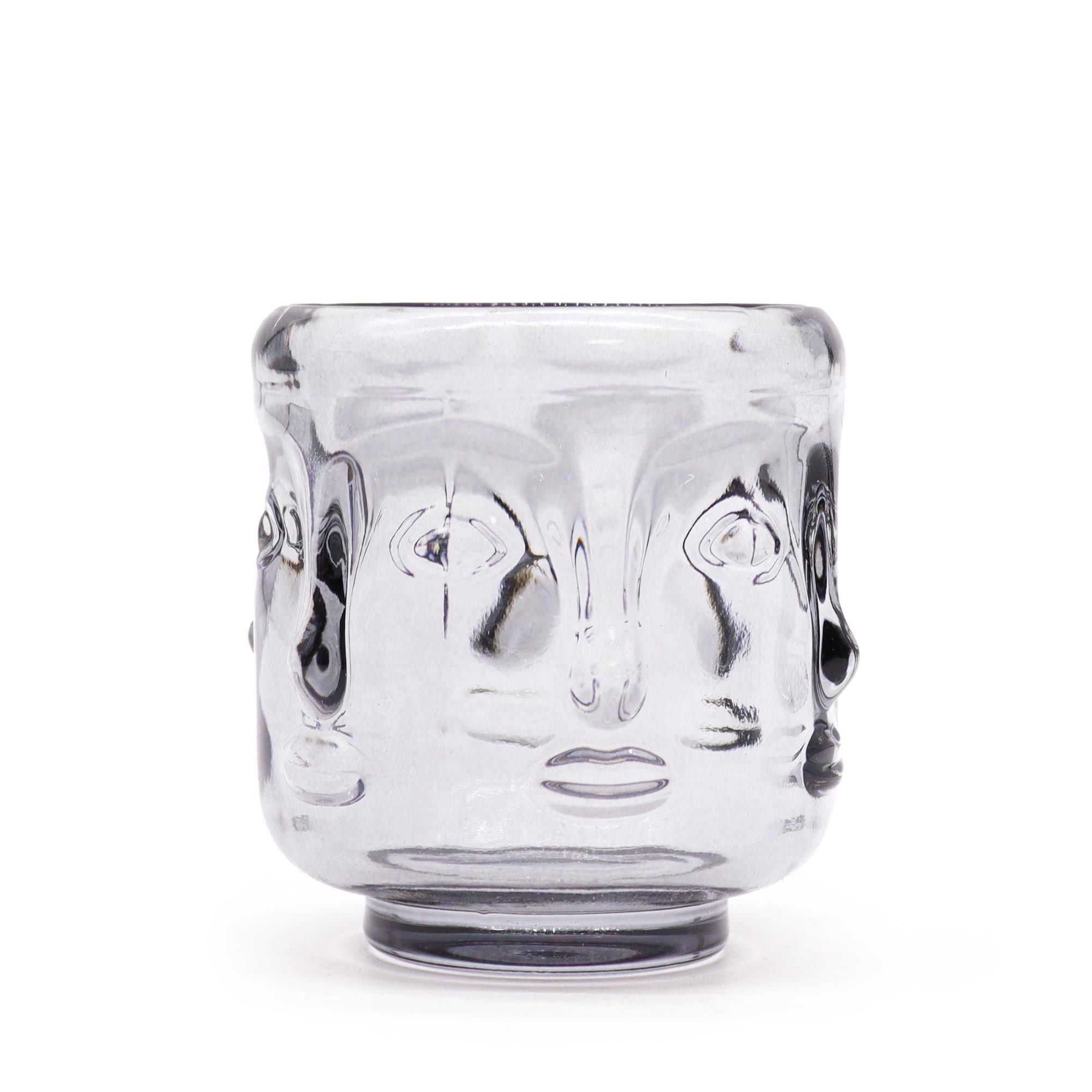 Buddha pressed glass Buddha Faces Candle Jar - Midnight Grey Product Image